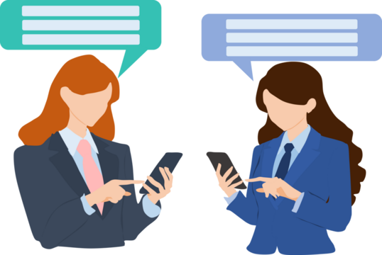 スマホを使って調べものをする女性実業家のイラスト - Powered by Adobe