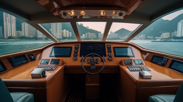 Inside of speedboat with passengers