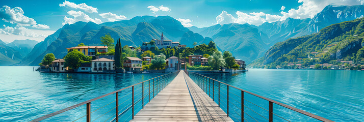 Fototapeta premium Alpine Paradise: Majestic Mountains Mirror in the Lake, Offering a Panorama of Austrias Timeless Beauty