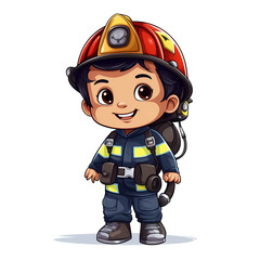 Illustration of kid as firefighter
