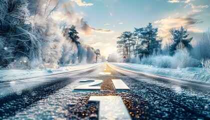 Snowy winter road
