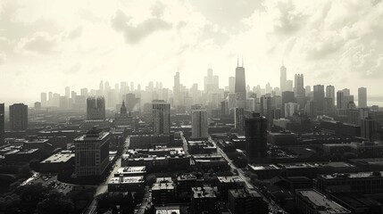Urban Skyline in Black and White