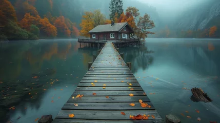  wooden bridge over lake © natalikp