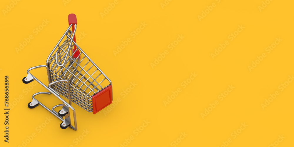 Aufkleber shopping cart trolley. 3d rendering