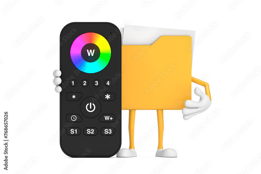 Aufkleber yellow file folder icon cartoon person character mascot with infrared remote lighting control for rg