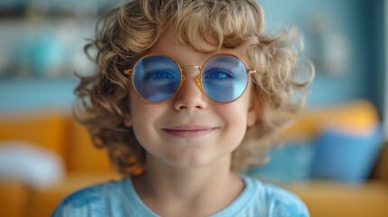 portrait of a blond boy in sunglasses
