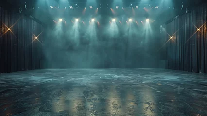 Fotobehang Ethereal Elegance: Empty Space Ballet Stage Illuminated by Spotlight © Rukma