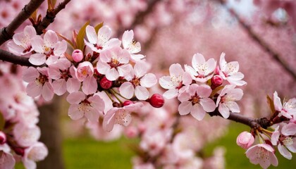 Beautiful cherry tree with tender flowers. Amazing spring blossom