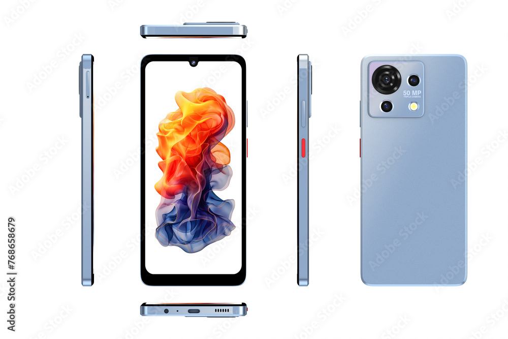 Leinwandbilder abstract modern mobile phone smartphone front and back view. 3d rendering
