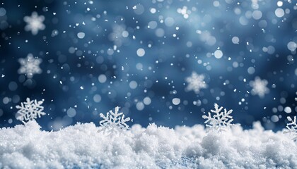 Fototapeta na wymiar winter background with snow and snowflakes, Christmas background illustration, ai generative