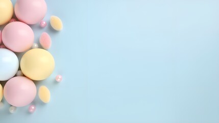 Fototapeta na wymiar Perfect colorful handmade easter eggs isolated on a blue background 