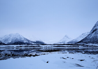 Isole Vesterålen in inverno. Norvegia, Nordland - obrazy, fototapety, plakaty