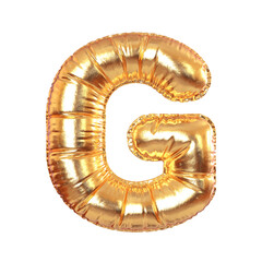 Golden Metal Balloon English Alphabet Letter G for Festive, Text, Holidays. 3d Rendering