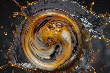 Photographic background image of vodka and espresso swirling together. generative AI - obrazy, fototapety, plakaty
