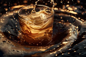 Photographic background image of vodka and espresso swirling together. generative AI