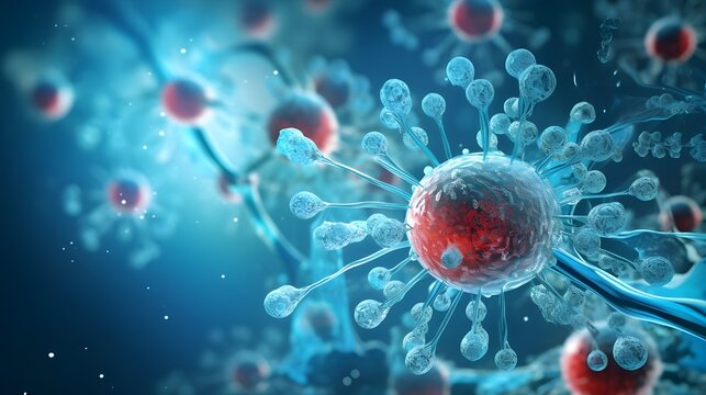 Close-up macrocient&iacute;fico de um organismo celular humano em um corpo humano
