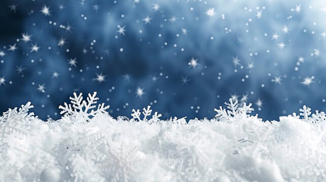 winter background with snow and snowflakes, Christmas background illustration, ai generative