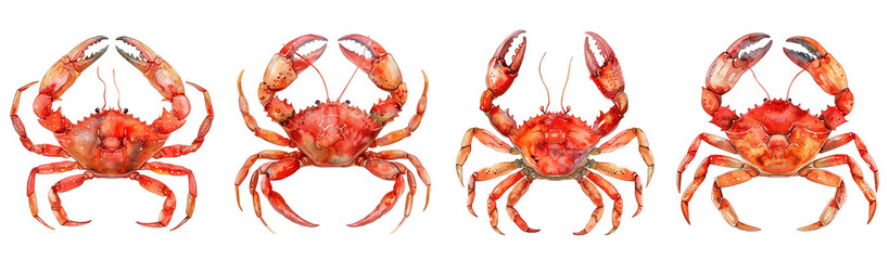 Watercolor crab set. 