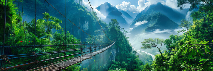 Asian Mountain Splendor: Lush Green Valleys and Peaks, Capturing the Essence of Tranquil Beauty - obrazy, fototapety, plakaty