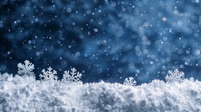 winter background with snow and snowflakes, Christmas background illustration, ai generative