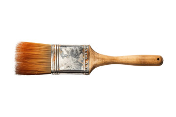 The Elegant Dance of a Wooden-Handled Paint Brush. On a White or Clear Surface PNG Transparent Background. - obrazy, fototapety, plakaty