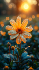 orange flower with water drops