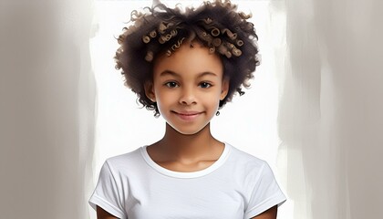 young girl with afro hair - obrazy, fototapety, plakaty