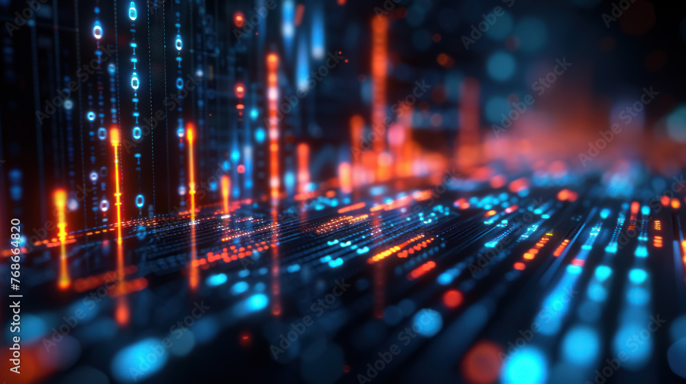 Aufkleber hand drawing on an ethereal digital interface with glowing red and blue particles