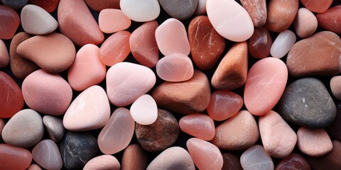 Pink and gray stones, pebble texture, gravel