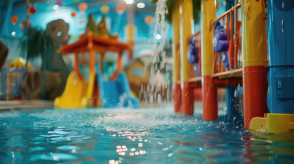 Children's area with water attractions - obrazy, fototapety, plakaty