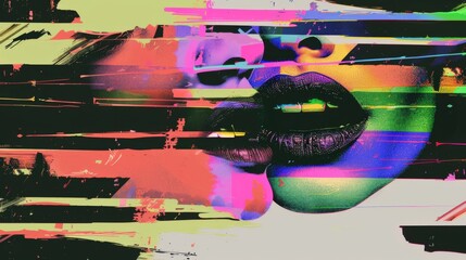 LGBT pride two girls kiss, Y2k art for t-shirts and clothes, lips kiss collage with a negative photocopy effect. Rough brutal elements for 90s vintage design. Ai Generation