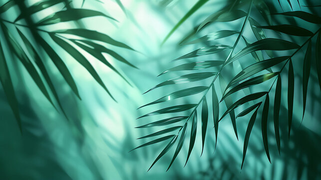 Blurred shadow from palm leaves Background illustration. generative ai
