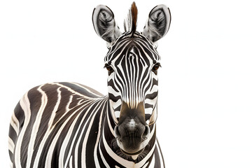 zebra face shot isolated on transparent background cutout