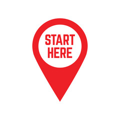 Start here text button template Isolated on white background