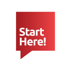 Start here text button template Isolated on white background