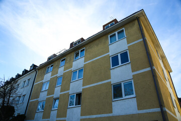 Residential buildings, tenement houses in a row in Munich in the old town, old town houses