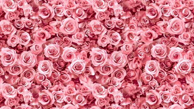 pimk roses arranged in an elaborate pattern, imbuing your composition with romance and allure, ideal for Valentine's Day-themed designs or memorable occasions. SEAMLESS PATTERN