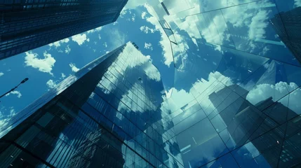 Wandcirkels aluminium skyscrapers in business environment © Farda
