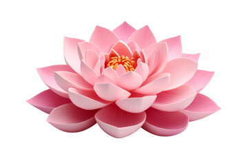 Serenity Blooms: Pink Lotus on White. On a White or Clear Surface PNG Transparent Background.