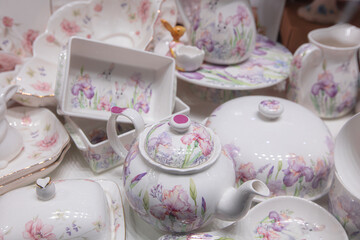 porcelain dishware set with floral design