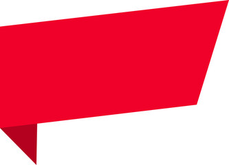 Red banner label for advertising, paper text box, cutout, isolated.