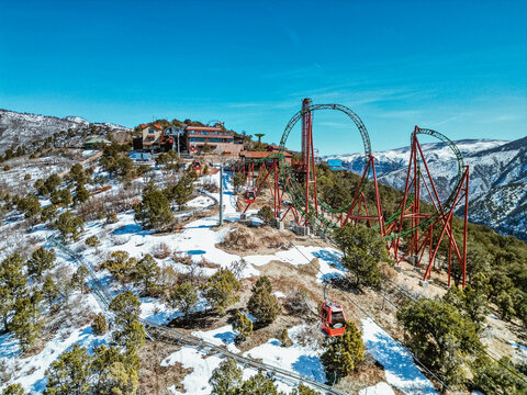 alpine slide, rides and gondolas at Gleenwood Caverns Adventure Park, Gleenwood Springs, Colorado, USA. An adventure park on the mountain