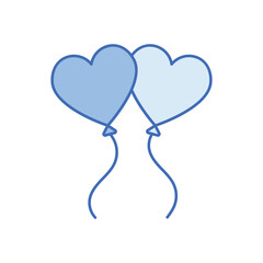 Blue Line Love Balloons vector icon