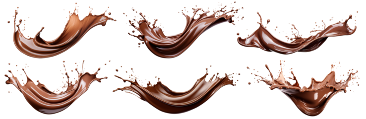 Set of melted chocolate splashes, cut out