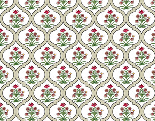 A traditional seamless Indian mughal flroal pattern for design prints 
