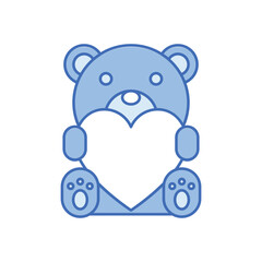 Blue Line Teddy Bear vector icon