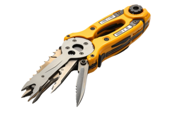 Tool Symphony: A Duo of Multi-Tools Bursting With Versatile Functionality. On a White or Clear Surface PNG Transparent Background.