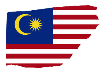 Malaysia flag with palette knife paint brush strokes grunge texture design. Grunge brush stroke effect