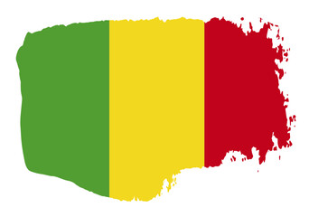 Mali flag with palette knife paint brush strokes grunge texture design. Grunge brush stroke effect