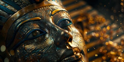 A golden mask with a gold nose and gold eyes